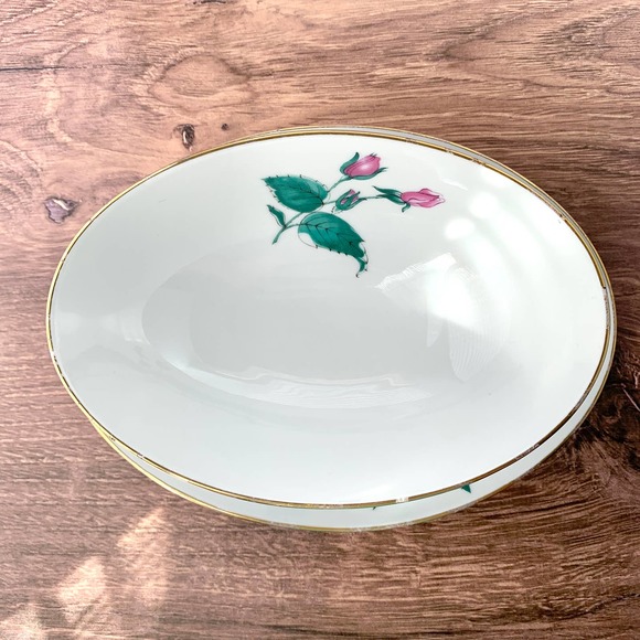 1952 Easterling Bavaria Radiance - Pink Roses Gold Trim - Gravy Boat w Plate - Picture 3 of 3